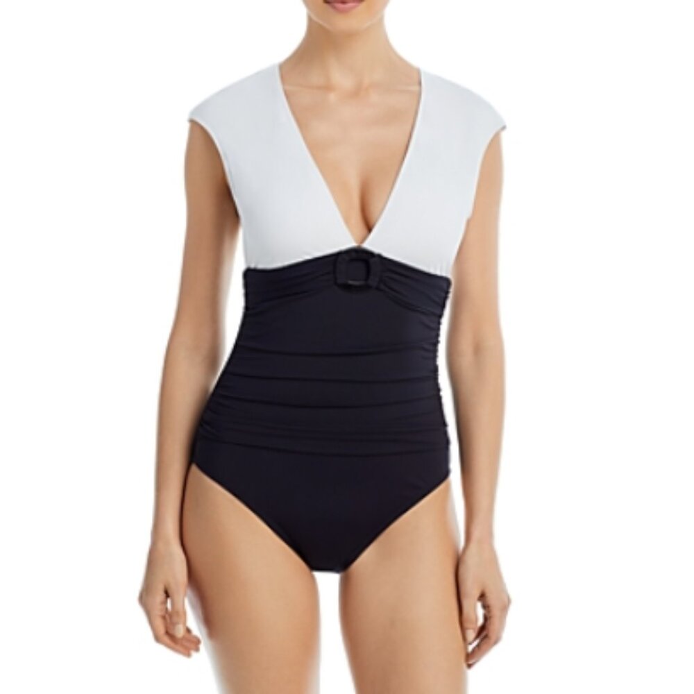 Women's Bleu Rod Beattie Graphic Measures Cap Sleeve One Piece Swimsuit  White